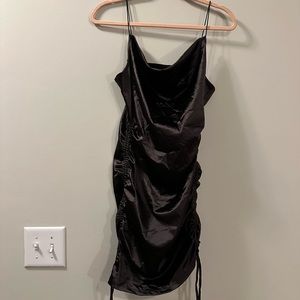 NEVER WORN H&M ruched mini dress dark brown satin